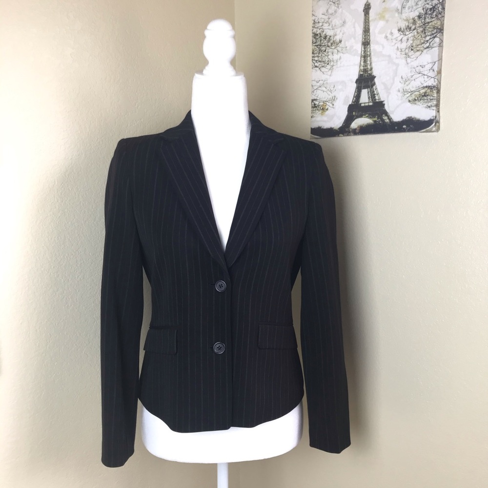 Alfani petite black pinstripe two button blazer
